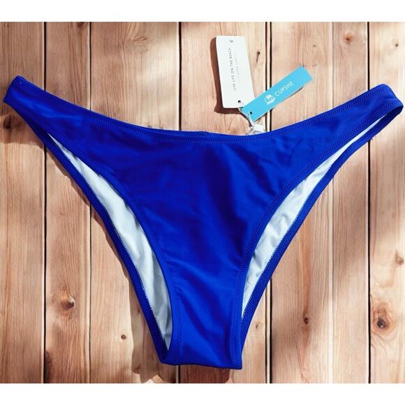 Cupshe Bright Blue Cheeky High Leg Bikini Bottom Sz XL New Swimwear Bottom - Picture 1 of 5